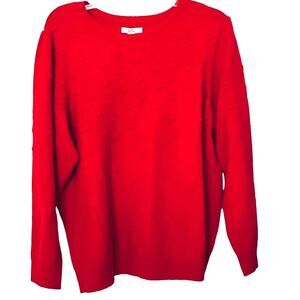 CROFT & BARROW LONG SLEEVE PULL-OVER ROUND NECK SWEATER, WOMENS, 0X (14W), RED
